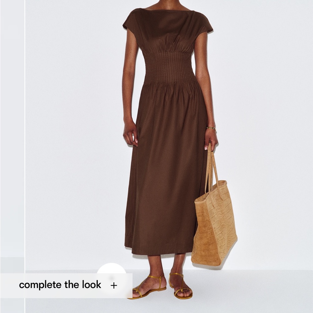 Reformation Aintana Dress Cafe Brown Midi NWT Size 4 - Picture 5 of 5